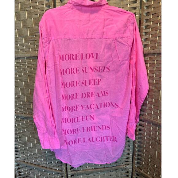 NWT Sundry MORE LOVE Long Sleeve Oversized Shirt, Pink, Large (3) - Picture 1 of 4